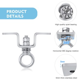 360° Rotate Swing Hardware, 304 Stainless Steel Swing Hanger,Hammock Hanging Kit,Heavy Duty Hanging Chair Hardware,for Yoga, Hammock Chair Stand,Boxing Bag,Seat,Swing, Trapeze, and Hammock