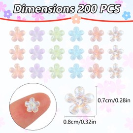 EVERMARKET 200 PCS Tiny Resin Flowers for Crafts Mini Flowers Dollhouse Miniatures for Car Fairy Garden Micro Landscaping Plant Nail Sticker Decorations(Flower)