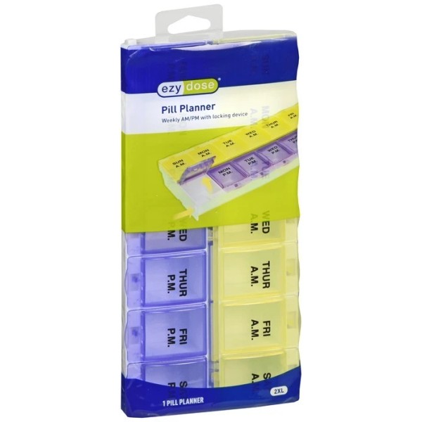 Ezy Dose Pill Planner Weekly AM/PM with Locking Device 2XL