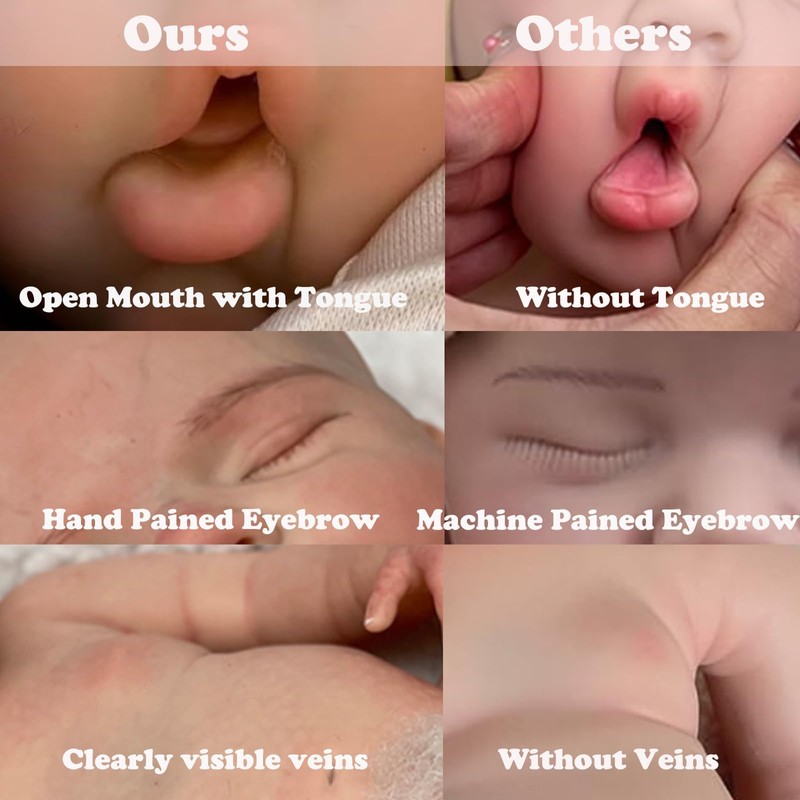 Aniiyy 10 Inch Silicone Newborn Baby Doll, Open Mouth Lifelike