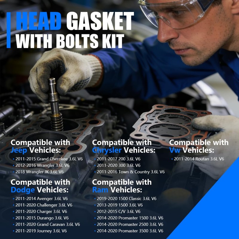 3.6L Head Gasket Set with Head Bolts FIT for 2011-2016