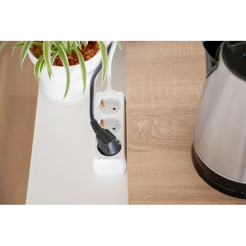 UNITEC 3-Way Table Socket, Socket Strip, 1.4 m, White