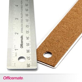 Officemate - Regla clásica de acero inoxidable, 15 pulgadas con medidas métricas, plata