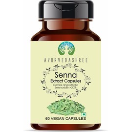 AYURVEDASHREE Senna Extract 500mg - 60 Vegetarian Capsules | Cassia Agustifolia | All Natural | 100% Vegan | Gluten-Free.