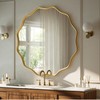 VooBang Gold Scalloped Circle Mirror, 30" Wavy Edge Round Wall