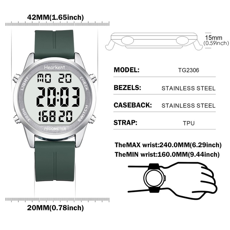 Pedometer Watch for Walking for Senior Non Bluetooth No App