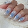 Blue Wedding Jungle Handmade Nail Tips Wedding Nails - Long
