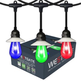 Westgate 48FT Smart RGB Outdoor String Lights – Bluetooth App-Controlled, Color-Changing Patio Lights with Music Sync – Waterproof LED, 30 Bulbs for a Vibrant Ambiance and Vibe