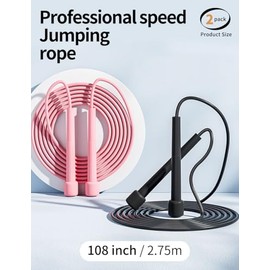 uvbws2Pack Exercise Jump Rope - With Plastic Handle, Anti Wrap PVC Long Jump Rope Set - Suitable for Men's and Women's Fitness Activities