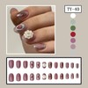 3D Press on Nails Short Oval Fake Nails Strawberry Stick