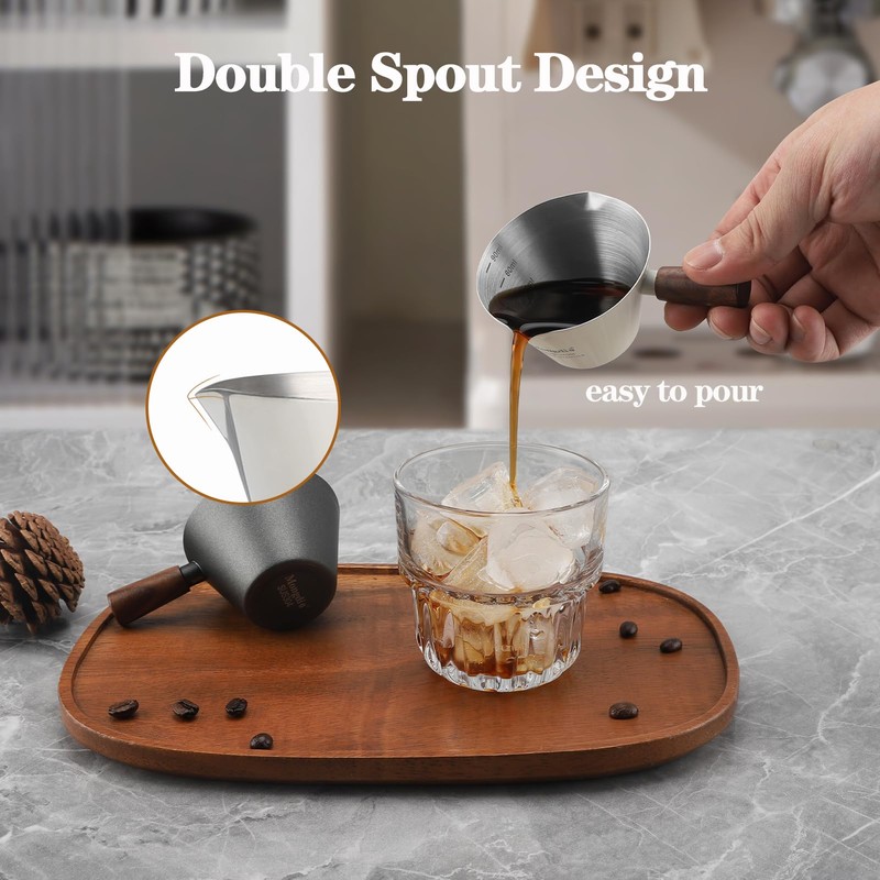 Mongdio Espresso Measuring Cup, Stainless Steel Espresso Shot Cups with