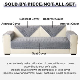 vctops Boho Jacquard Plush Sofa Cover Fluffy Fuzzy Couch Cover for Dogs Soft Cozy Non Slip Sectional Sofa Slipcover Washable Furniture Protector for Kids, Pets (Grey,36"x70")