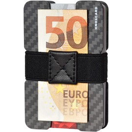 KNOXCARD Carbon Card Holder for Credit Debit Loyalty ID Cards and Money Bills - Mini Travel Wallet - RFID Blocking (Red and Black)