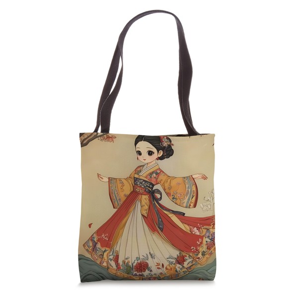 Cute Girl In Korean Hanbok Tote Bag