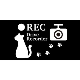 SI33 Car Recorder Sticker, Recording, Prevents Driving, Fueled Driving, Cats, Cute, Cute, Car, Simple English, Weatherproof, Waterproof, Glossy, Black, 7.9 x 3.9 inches (200 x 100 mm)