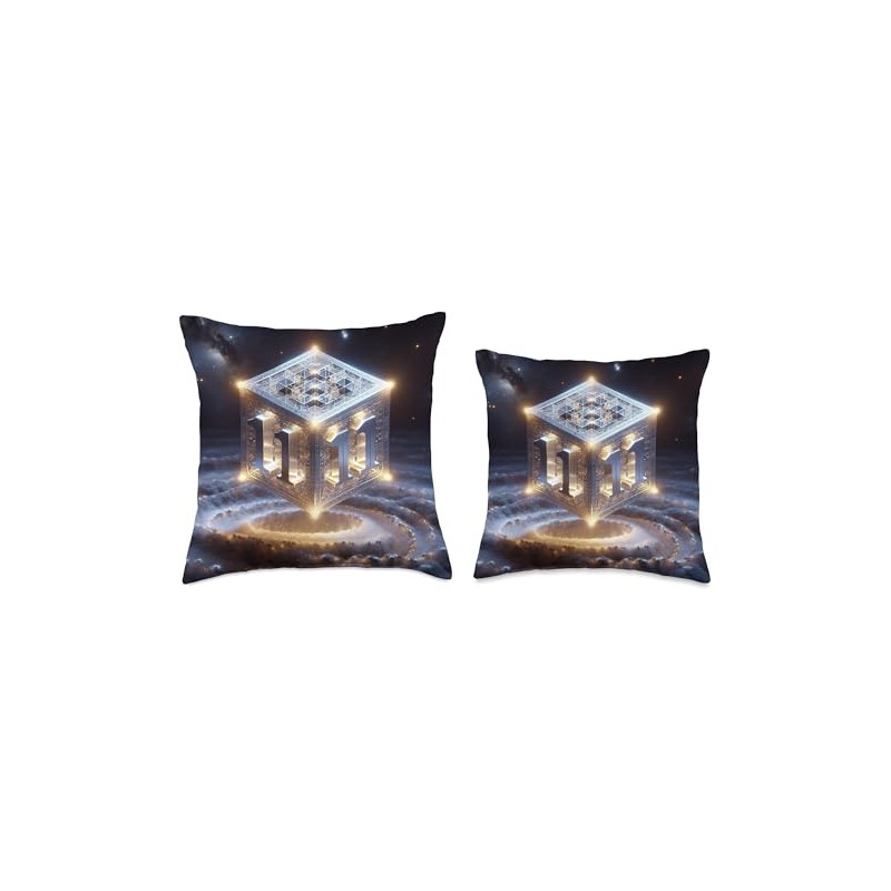 Angel Number 1111 with Metatron's Cube Throw Pillow