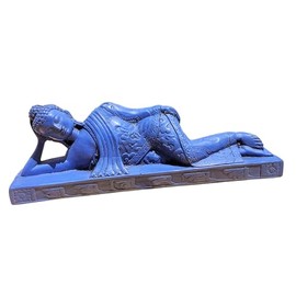 mytibetshop Sleeping Buddha Statue for Home and Alter, Reclining Buddha Statue in Blue Lapis Looking by Himalayan Artisan in Nepal