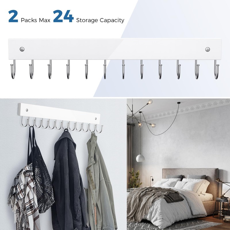 Belt Hanger Wall Mounted, Wooden Coat Rack Belt Organizer 2