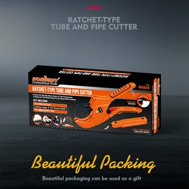 HORUSDY 2-1/2" Ratchet PVC Pipe Cutter 64mm for PEX,PVC,PPR and Plastic Hoses, SK5 Steel Blades Ratcheting Pipe Cutter Tool for Home Repairs and Plumbers