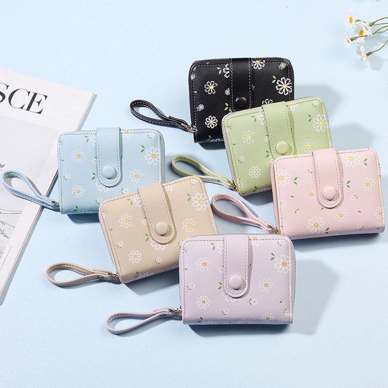 Farcauo Cartera Pequeña Con Estampado De Margaritas verde claro Cartera