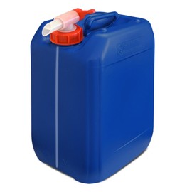 plasteo® Drinks Water Canister with 1 Screw Lid and AFT Tap (DIN 51) Food Safe Stackable Indoor and Outdoor BPA Free Blue