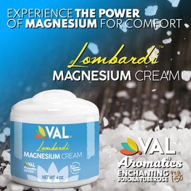VAL Lombardi Magnesium Lotion, Nighttime Zechstein Magnesium Chloride Cream, Hydrating, Fast-Absorbing, Topical Magnesium for Feet, Legs, Arms, Chest - 4 Ounce (Pack of 1)