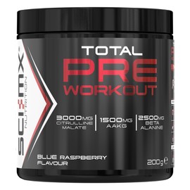 SCI-MX - Total Pre Workout - Blue Raspberry Flavour - 2500mg Beta Alanine • 3000mg Citrulline Malate • 200mg Caffeine • Niacin for Fatigue - 200g