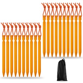 Tent Pegs, Pack of 20 Tent Pegs, 18 cm Tent Pegs, Storm Proof Aluminium Awning Pegs, Stable with Reflective Rope, Camping Tent Accessories for Travel, Beach