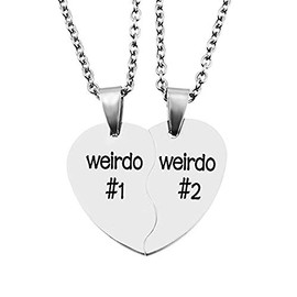 Weirdo Necklaces for 2 Best Friend Necklaces BFF Friendship Birthday Christmas Gifts Split Heart Weirdo 1 Weirdo 2 Necklaces