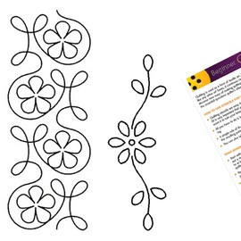 Quilting Stencils for Machine and Hand Quilting - 2 Quilting Stencils for Border Patterns - Ginger Flower Border, Flower Plastic Quilt Stencil Set with Guide