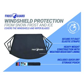 FrostGuard Pro | Premium Winter Windshield Cover for Ice and Snow with Wiper Blade Cover | XL Size Car Windshield Cover, Black | Fits Most Cars, Sedans, Small Trucks and SUVs – 70 x 41 Inches
