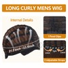 Long Brown Curly Wig for Men Heat Resistant Synthetic Male