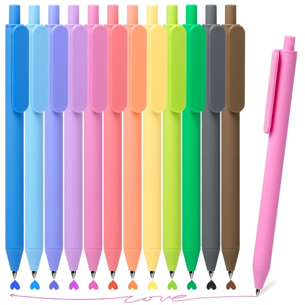 Gel Pens, 12 pack Colored Retractable Gel Pens, Quick Dry