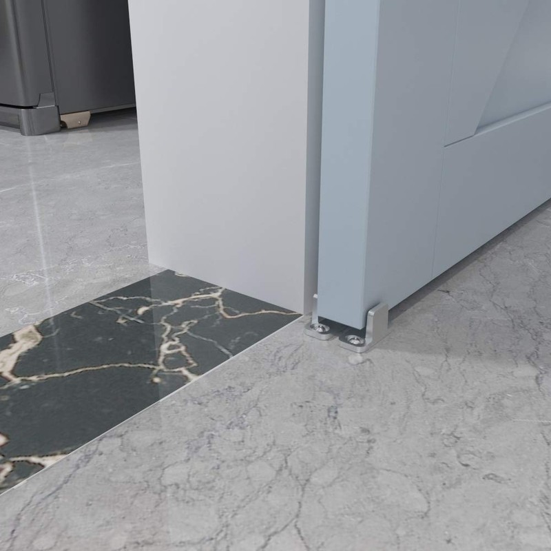 JUBEST Floor Guide for Sliding Barn Door Hardware Silver Aluminum