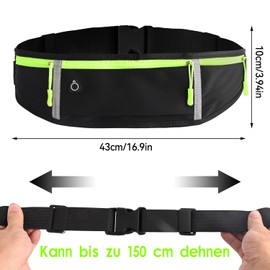 Aohcae Laufgürtel für Handy, Lauftasche Jogging Bauchtasche Herren Gürteltasche Damen Handytasche für Joggen, Fitness, Radfahren, Reisen und Outdoor-Aktivitäten (Schwarz)
