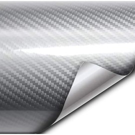 VVIVID Epoxy High Gloss Carbon Vinyl Automotive Wrap Film DIY Easy to Install No Mess (2ft x 5ft, Silver)