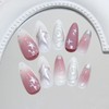 24 Pcs Medium Almond Press on Nails Pink Fake Nails