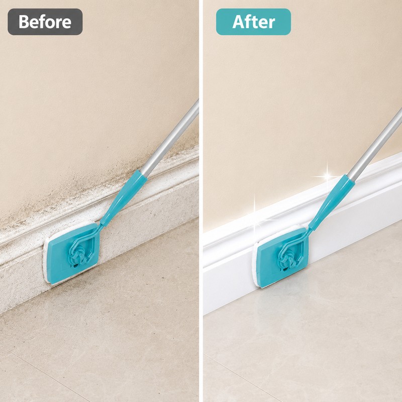 Baseboard Cleaner Mop for Easy Dusting – Long Handle 360°