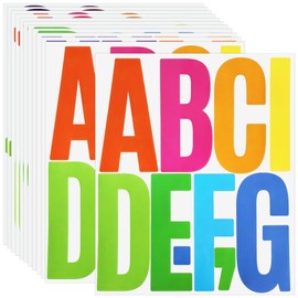 5 Inch Letter Stickers, 122 Pieces Self Adhesive Alphabet Number Sticker for Mailbox, Door, Truck and Outdoor, Waterproof Sticky Vinyl Symbol Stickers for DIY(12 Sheet Multi)