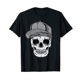 Cool Funny Hipster Skull With Baseball Cap And Bandana Gifts T-Shirt