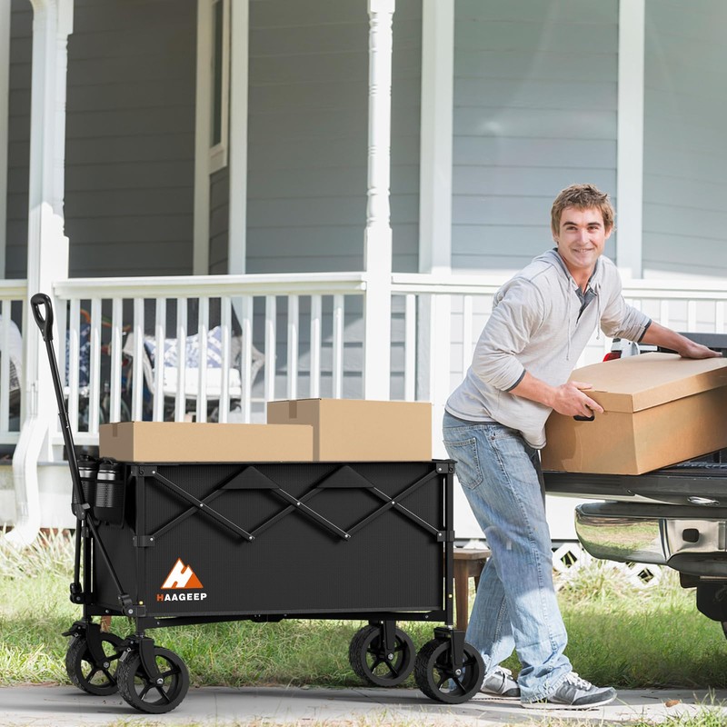 Collapsible Wagon Cart with Wheels Foldable - Folding Utility Heavy