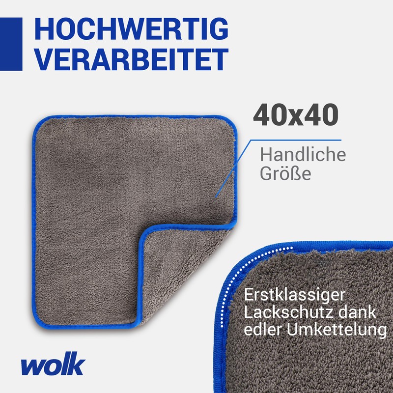 wolk Car Drying Towels 1200 GSM Microfibre – Colour: Grey/Blue