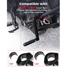 KEMIMOTO Motorcycle Highway Pegs for 7/8"-1"-1.125''-1.25" Round Crash Bars - Universal Adjustable Footpegs, Compatible with Rebel 300 500 Strom 22-32mm Frame Bars