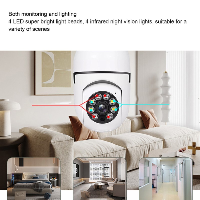 E27 Light Bulb Camera 1080P 360° Rotation Wifi 2 Way