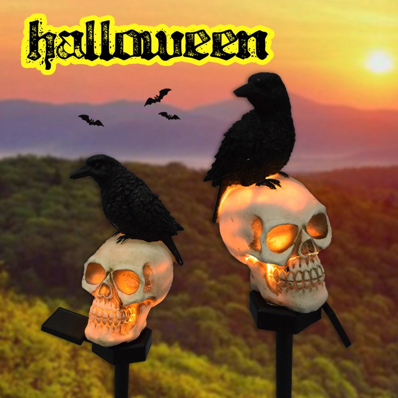 All Saint's Day Solar Powered Lights Skull Crow Pumpkin LED