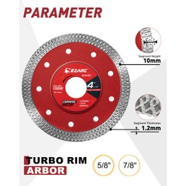 EZARC 4 inch Super Thin Diamond Blade, Diamond Saw Blades for Angle Grinder, 4" Tile Blade for Smooth Cutting Porcelain Ceramic Granite Marble Tile, 7/8"-20mm-5/8 Arbor (2 Pack)
