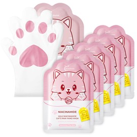BEAUTYTURESS Cute Cat Paw Hand Masks Moisturizing Glove - 5 Pairs - Exfoliating Gloves for Hand - Travel-Friendly, Daily Hand Care - Spa Day Essentials - Stocking Stuffers