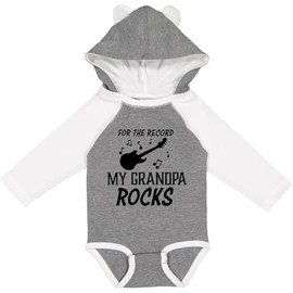 inktastic for the Record My Grandpa Rocks Long Sleeve Creeper 12 Months Granite & White W Ears 45963