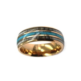 Rose Gold Wedding Band Turquoise Ring Tungsten Antler Wedding Rings for Men with Deer Bone and Turquoise Inlays 8mm Unique Nature Anniversary Gifts for Him
