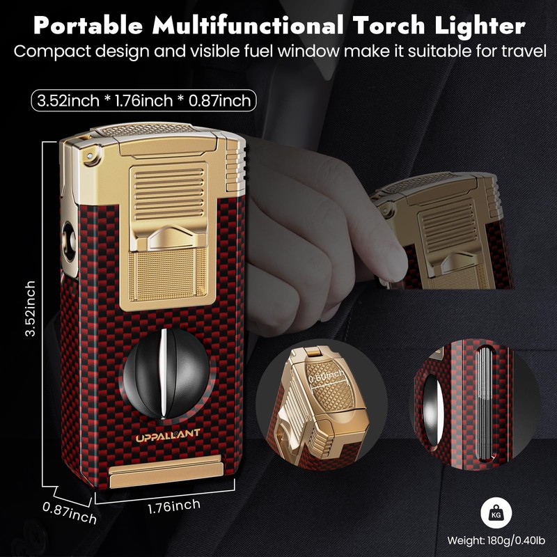 5-in-1 Torch Lighter with Cutter, Punch, Holder, Draw Enhancer Tool